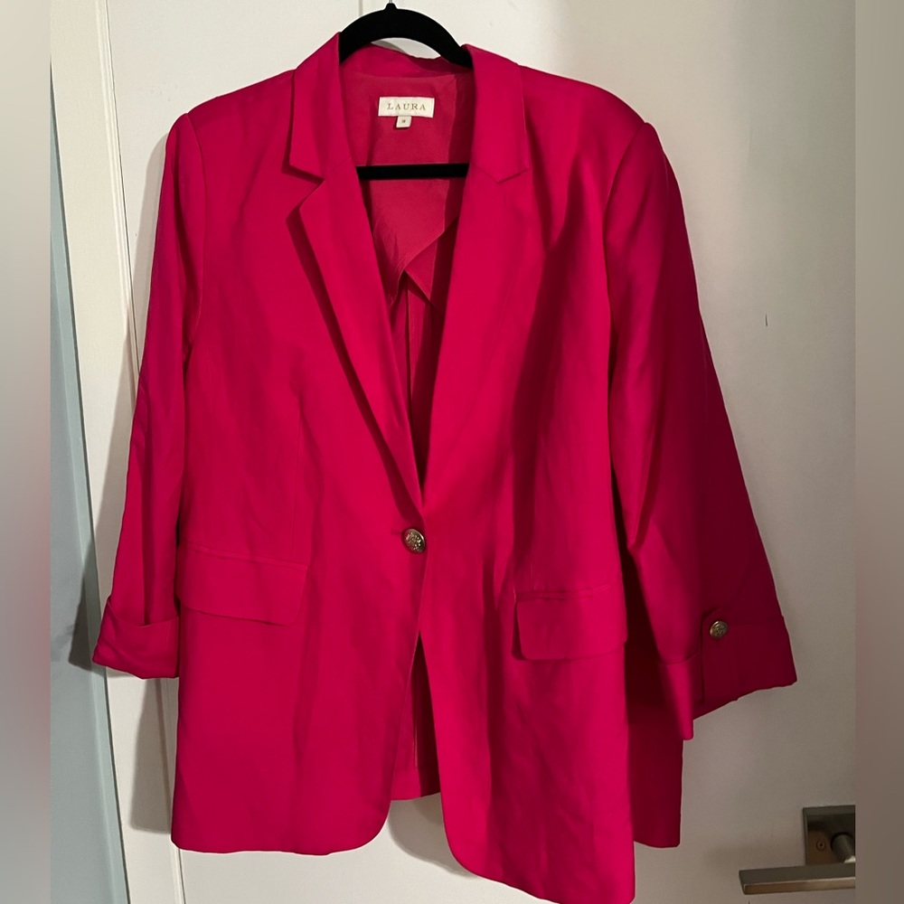 Fuchsia 100% Linen Women's Blazer